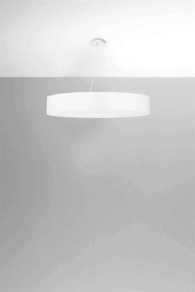 Závesné svietidlo Skala, 1x biele textilné tienidlo, (biele sklo), (fi 80 cm)