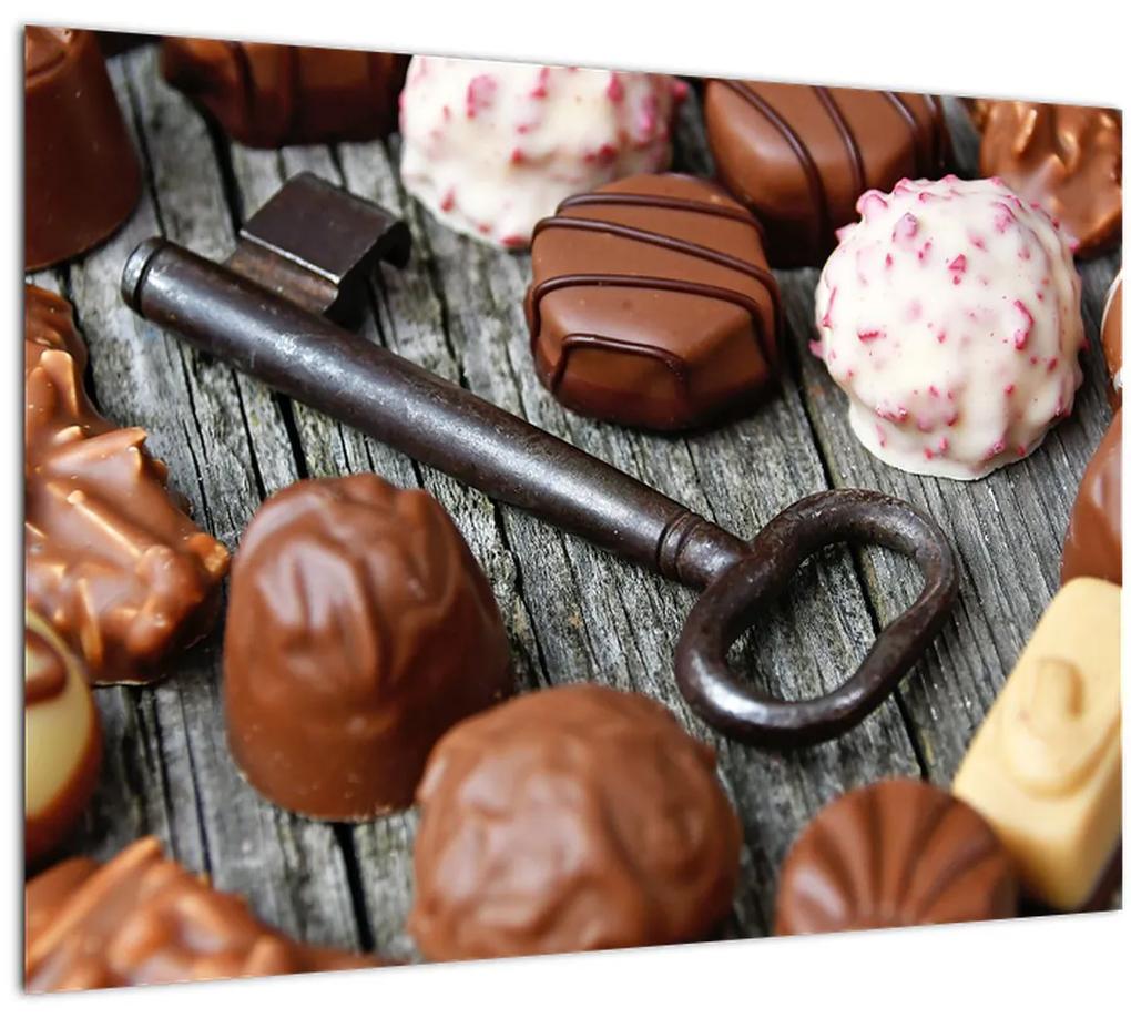 Obraz čokolády a kľúče (70x50 cm)