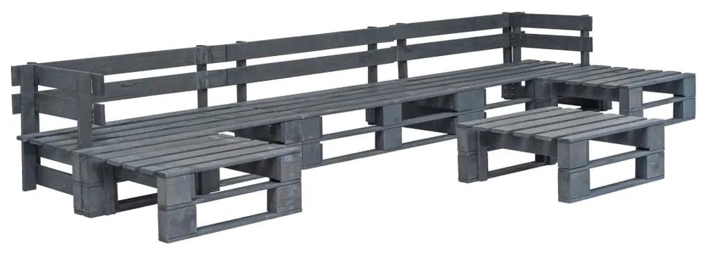 vidaXL 6-dielna záhradná sedacia súprava, palety, FSC drevo, sivá