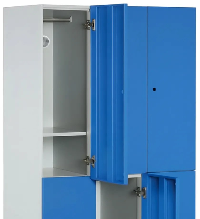 Šatníková skrinka S1 s úložnými boxmi, 6 boxov, 1850 x 900 x 500 mm, demont, kódový zámok, béžové dvere