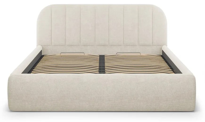 Krémovobiela čalúnená dvojlôžková posteľ s úložným priestorom s roštom 140x200 cm Juno – Windsor &amp; Co Sofas
