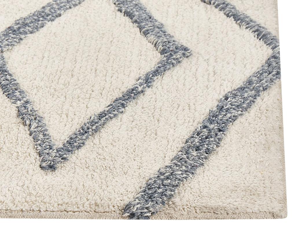 Bavlnený koberec 160 x 230 cm krémová biela/modrá MENDERES Beliani