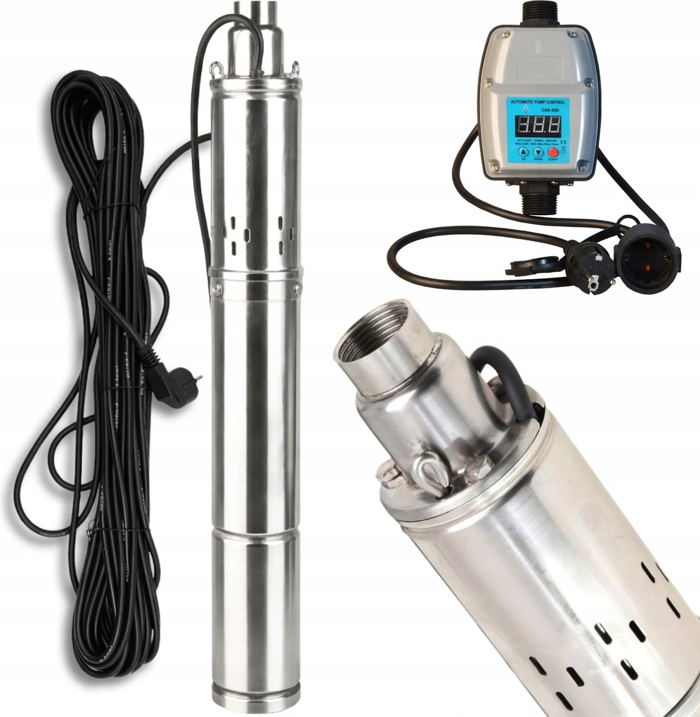 Ponorná Pumpa 3"DEEP 1800 L/h 250 W Do Vodnej Studne Automat CSK55D Sada
