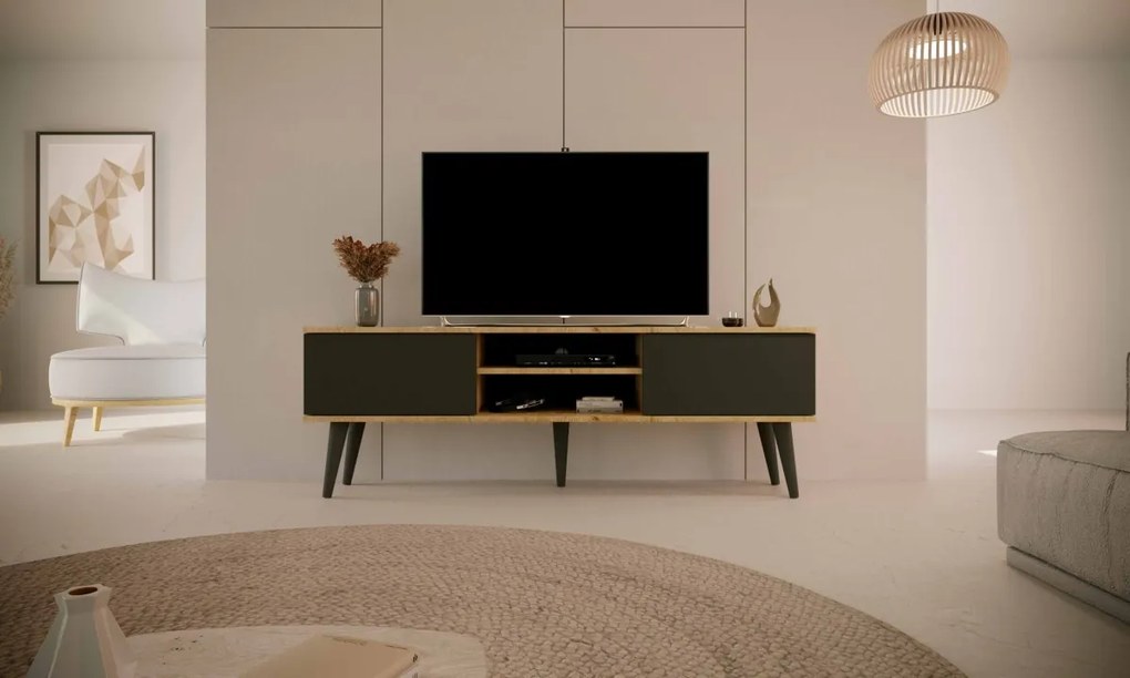 TV stolík TORONTO 160 cm dub artisan/čierny