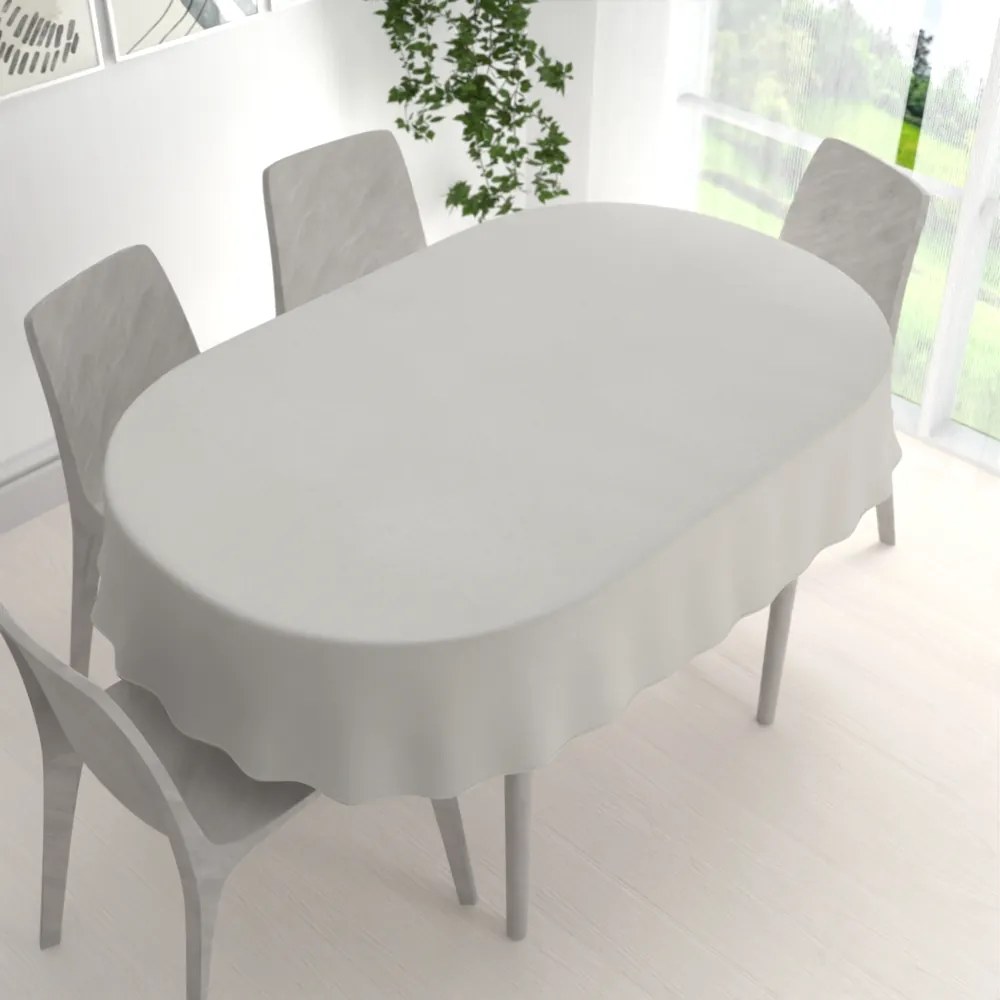 Biante Veľký dekoračný oválny obrus BKU-101 Svetlo sivý 160x200 cm