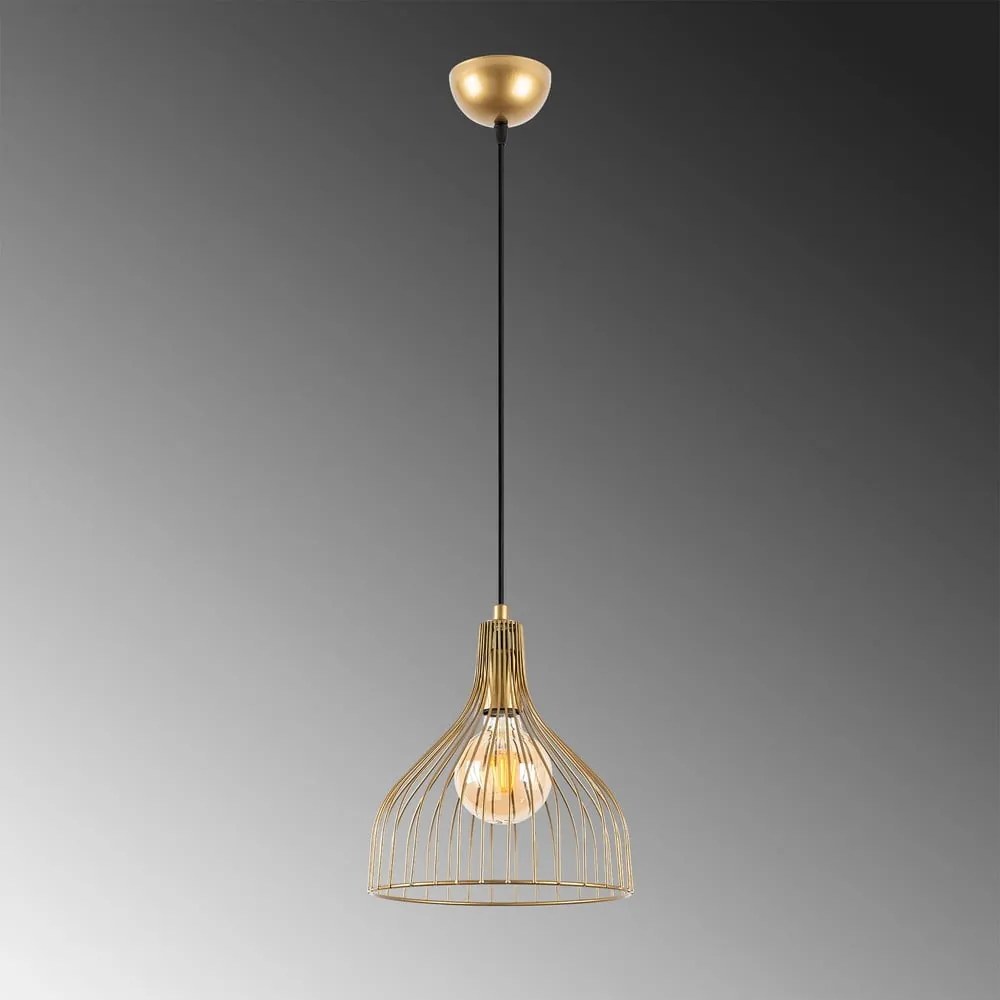 Závesné svietidlo v zlatej farbe s kovovým tienidlom ø 25 cm Cafu – Opviq lights