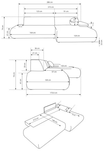 Rohová rozkladacia sedacia súprava do L s úložným priestorom PRATO pravá béžová
