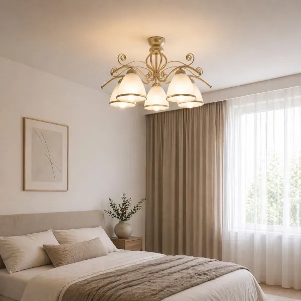 Brilagi - LED prisadený luster ANTICO 5xE27/60W/230V 3000K biela patina