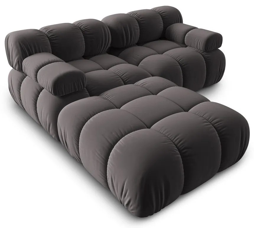 Tmavosivá zamatová rohová pohovka Bellis – Micadoni Home