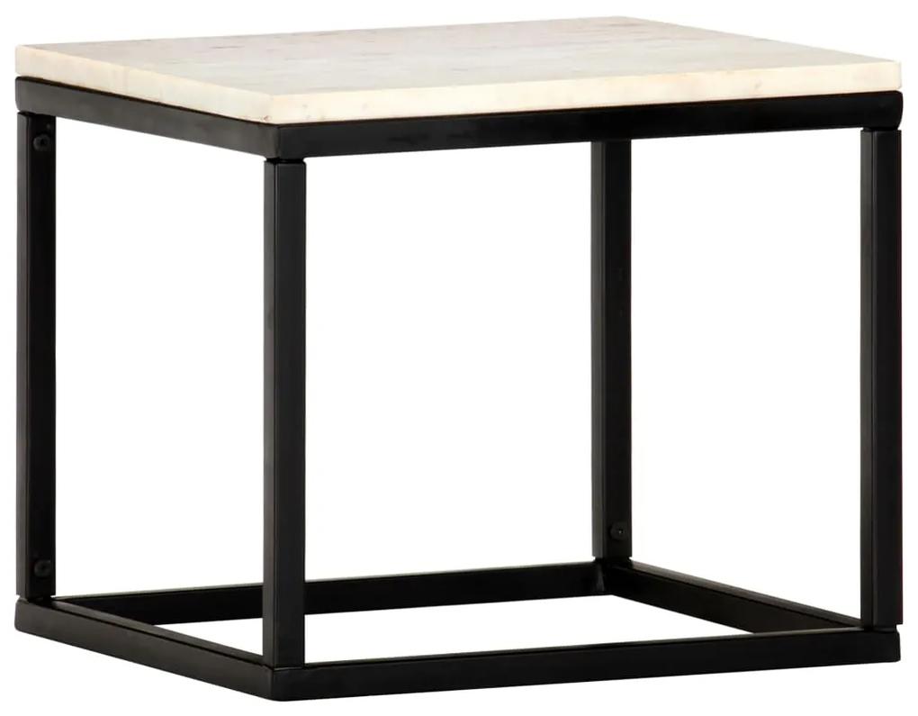 vidaXL Konferenčný stolík biely 40x40x35 cm pravý kameň s mramorovou textúrou