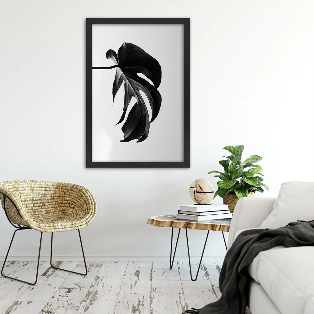 Gario Plagát Čierna a biela monstera list Farba rámu: Bez rámu, Rozmery: 20 x 30 cm