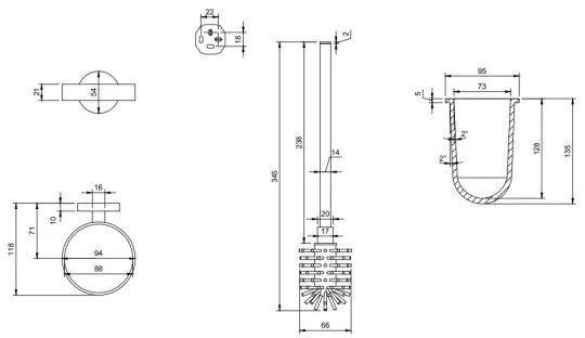 Villeroy & Boch TVA15101600061 - Nástenná WC kefa ELEMENTS sklo/lesklý chróm