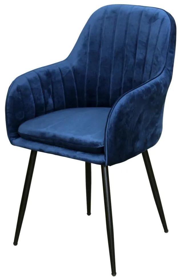 IDEA nábytok Jedálenská stolička DELTA modrý zamat
