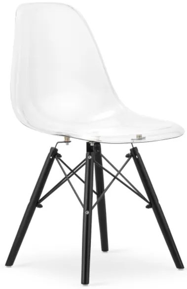 Jedálenská stolička BASIC priehľadná s čiernymi nohami