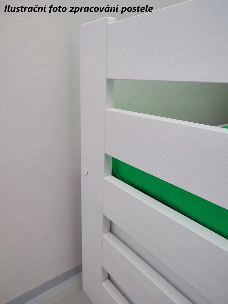 Detská posteľ z masívu borovice MONI s prístelkou a šuplíky - 200x90 cm - BIELA