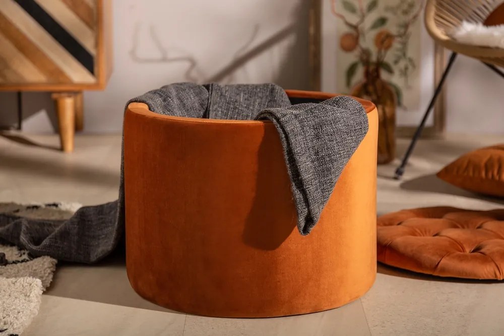 Dizajnová taburetka Rococo 50 cm hrdzavo-hnedá