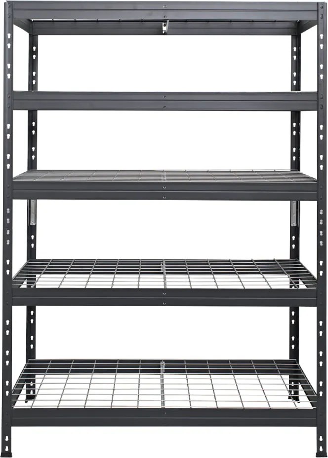 Kovové regály RIVET PRO 252x120x45 oceľová mriežka 5 úrovní antracitová sivá