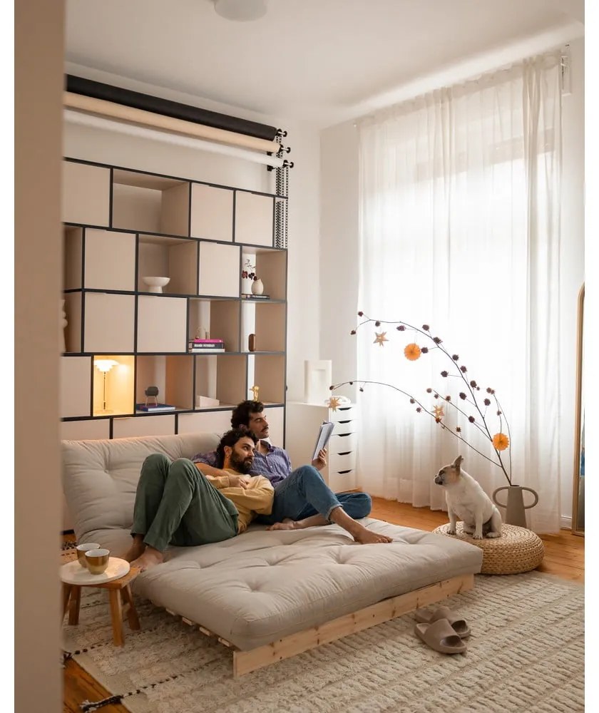 Sivobéžová ľanová rozkladacia pohovka 140 cm Roots Carob – Karup Design