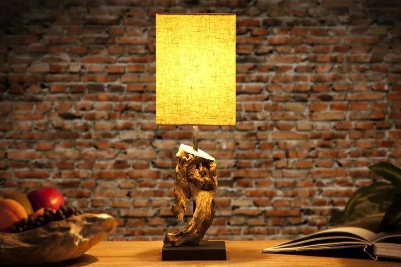 Stolná lampa vyrobená z masívneho dreva Hypnotic béžová