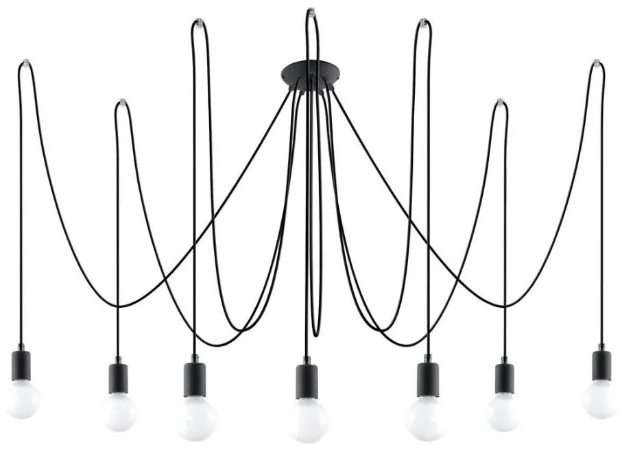 Sollux SL.0372 - Luster na lanku EDISON 7 7xE27/60W/230V pavúk čierna SLX0245