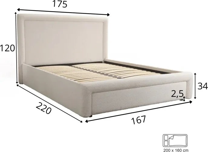 Dizajnová čalúnená posteľ ABRIAMO, 200x160, krémová (Abriamo 4)