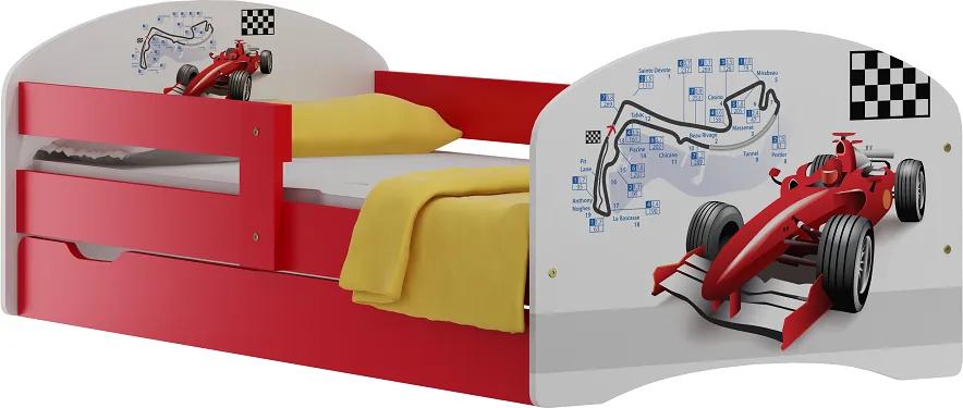 MAXMAX Detská posteľ so zásuvkami ČERVENÁ FORMULE 200x90 cm
