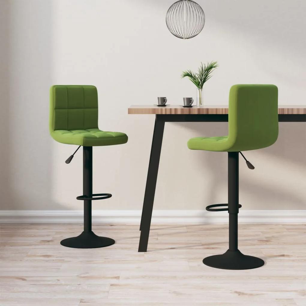 vidaXL Barové stoličky 2 ks svetlo-zelené zamatové