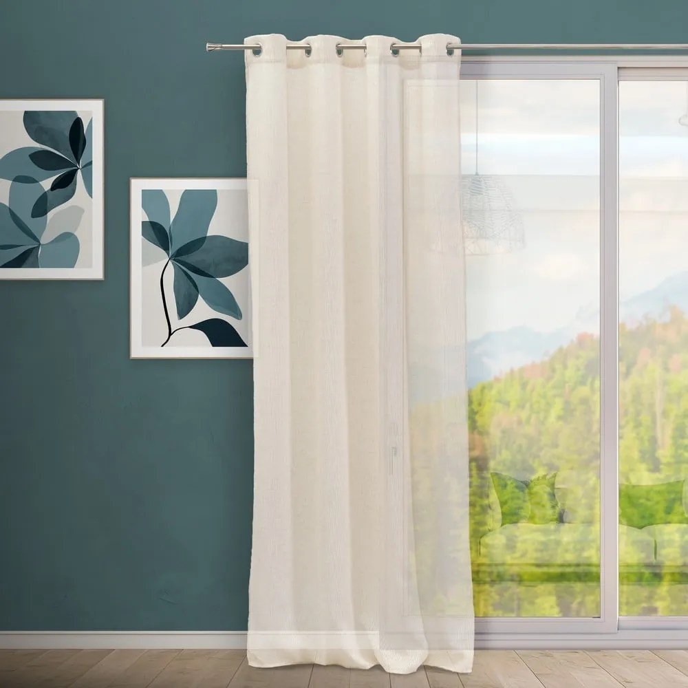 Béžová záclona s prímesou ľanu 140x260 cm Fifties – Casa Selección