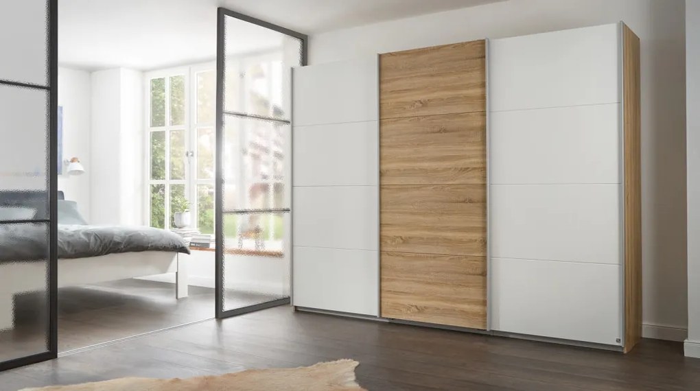 Šatníková skriňa Kulmbach, dub sonoma / biela