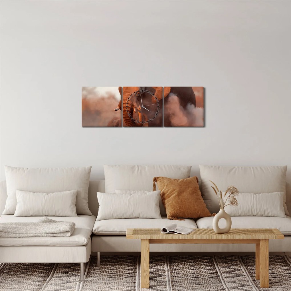 Obraz - Veľký slon africký (s hodinami) (90x30 cm)
