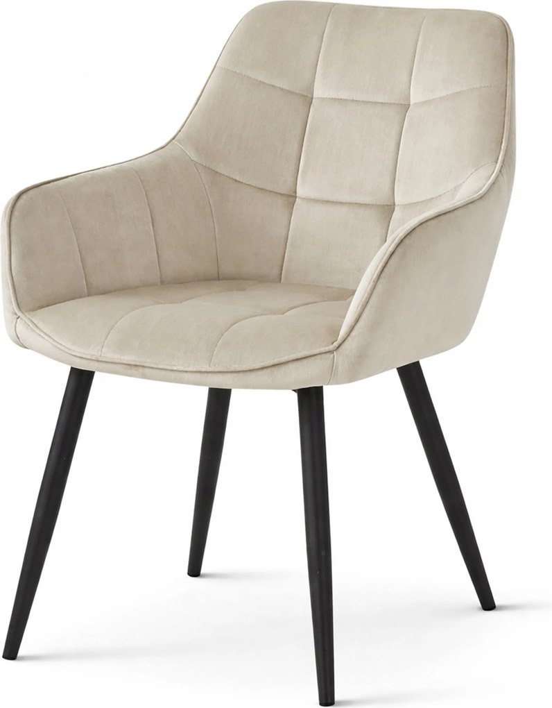 Jedálenské kreslo VARSI VELVET s čiernymi nohami, béžové