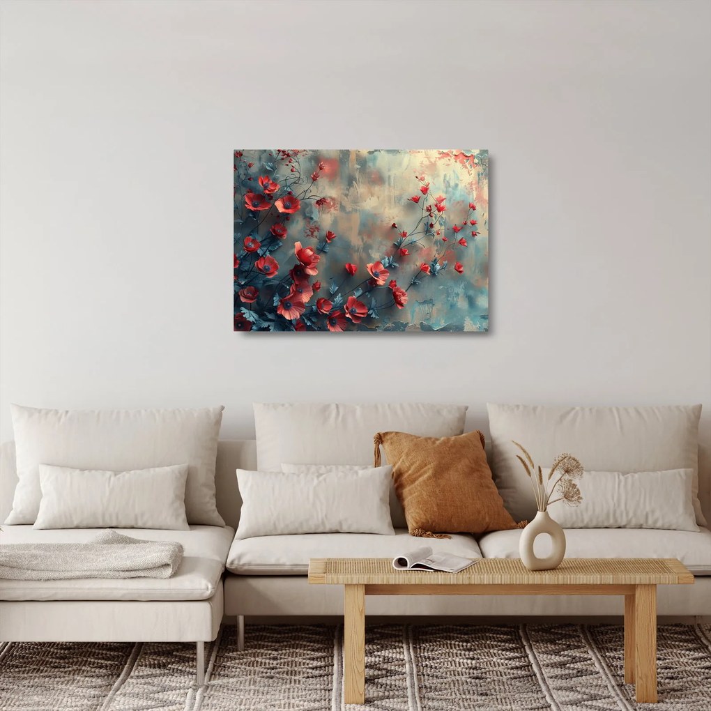 Sklenený obraz - Vlčie maky (70x50 cm)