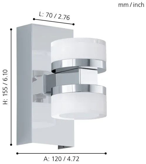 Eglo 96541-LED Stmievateľné kúpeľňové nástenné svietidlo ROMENDO 2xLED/7,2W/ IP44