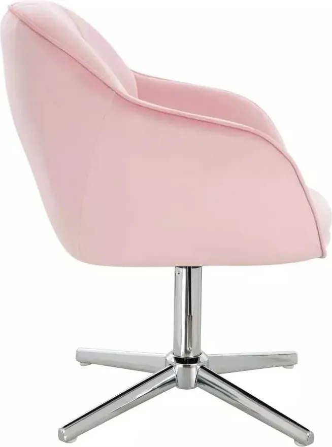 LuxuryForm DESIGN Stolička AVOLA VELUR na striebornom kríži - svetlo ružová