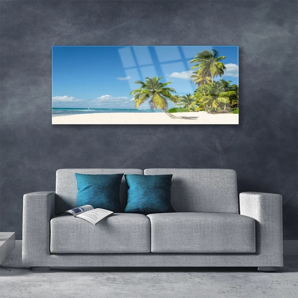 Obraz plexi Pláž palma more krajina 125x50 cm