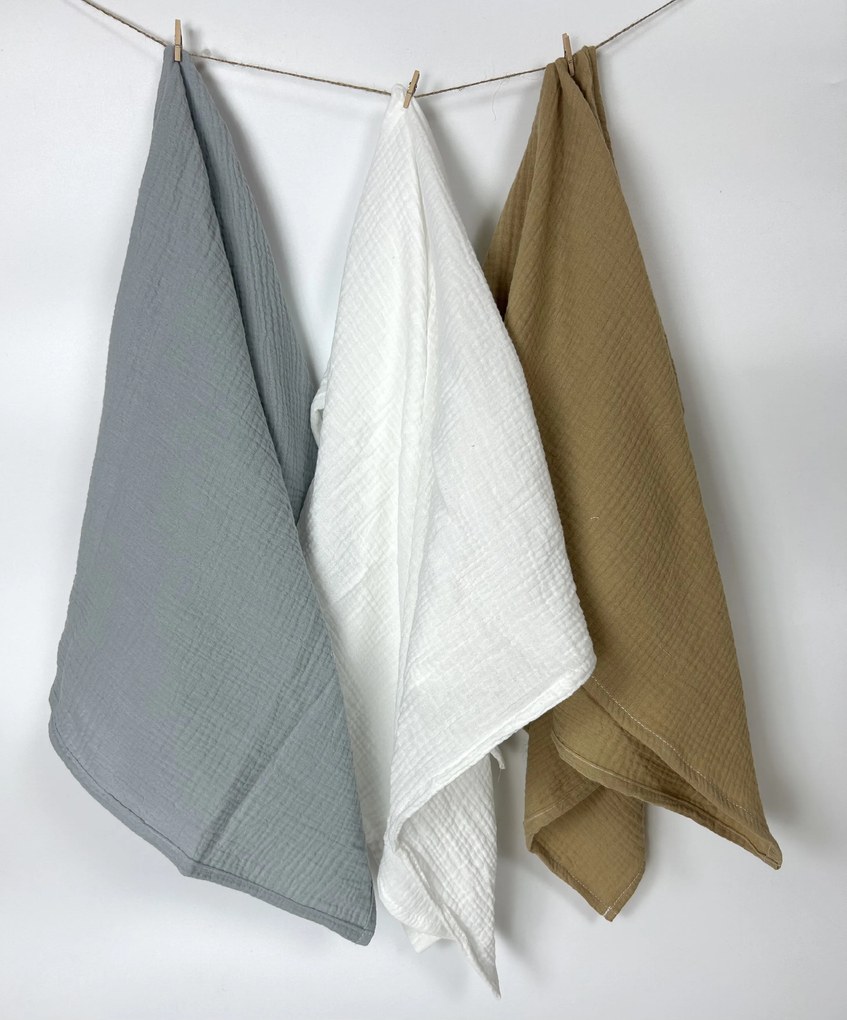 INTERMEDIC SK Mušelínové plienky 70x70 cm – 3 ks (sivá, biela, hnedá)