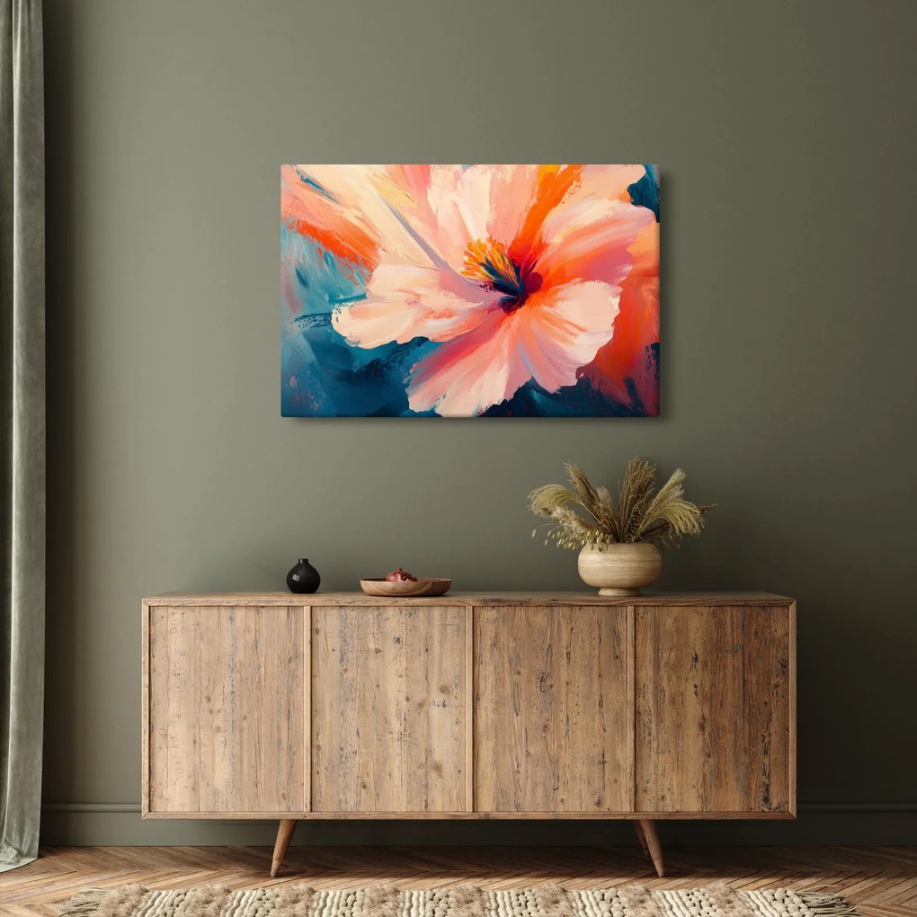Obraz - Maľovaný kvet (90x60 cm)