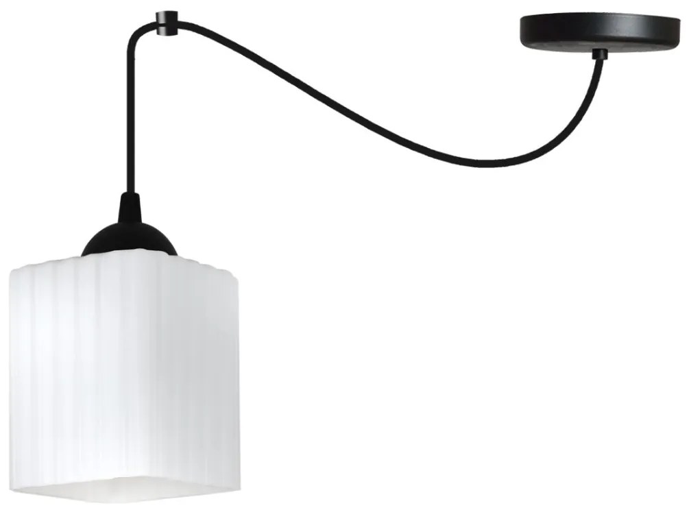 Závesné svietidlo Riffle Square Spider, 1x biele sklenené tienidlo, b