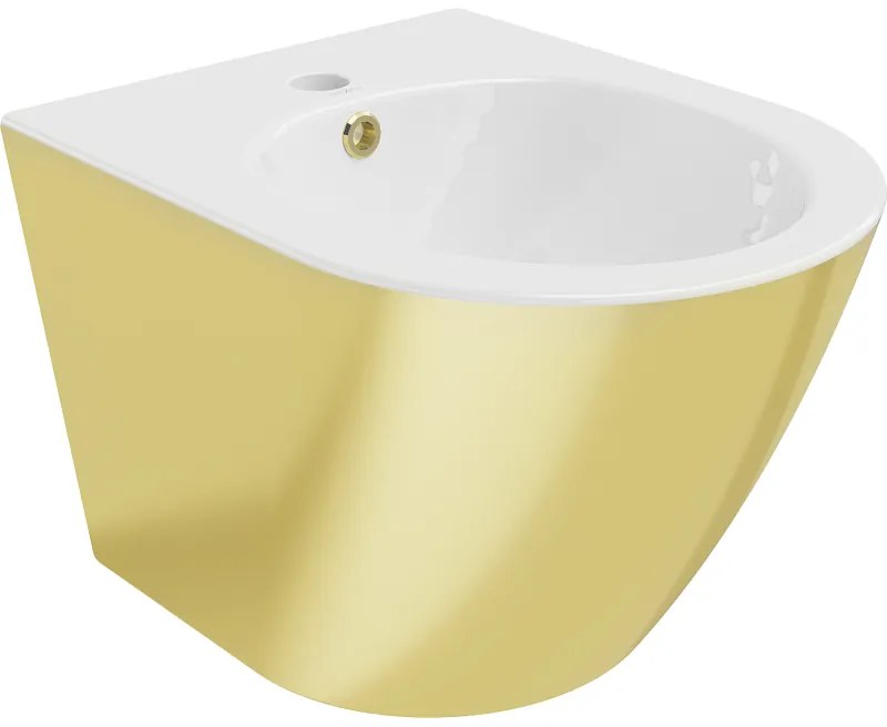 Mexen Lena, závesný bidet 480x370x325 mm, biela - zlatá, 35224806