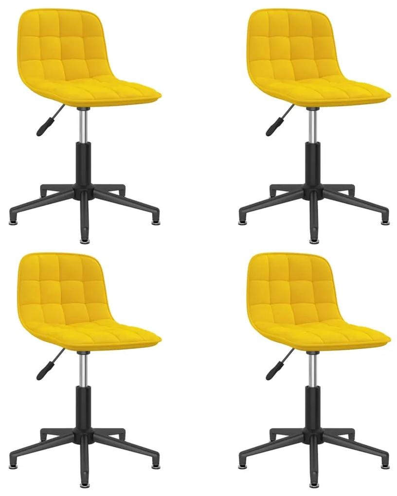Otáčacie jedálenské stoličky 4 ks žlté zamatové 3086821