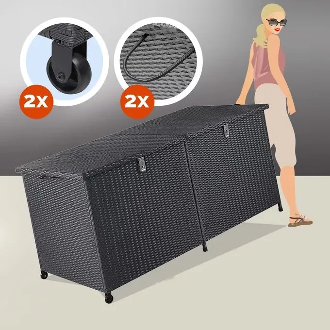 InternetovaZahrada Úložný box s kolieskami 800 L - čierny