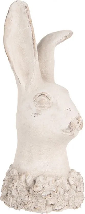Béžová antik cementová busta králik - 12*10*24 cm