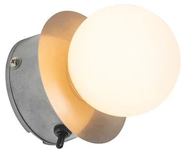 Nástenná lampa z ocele IP44 s vypínačom - Cederic