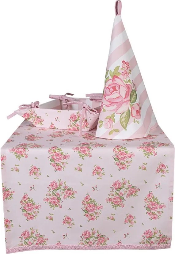 Bavlnená okrúhla utierka s kvetmi ruže Sweet Roses - Ø 80cm