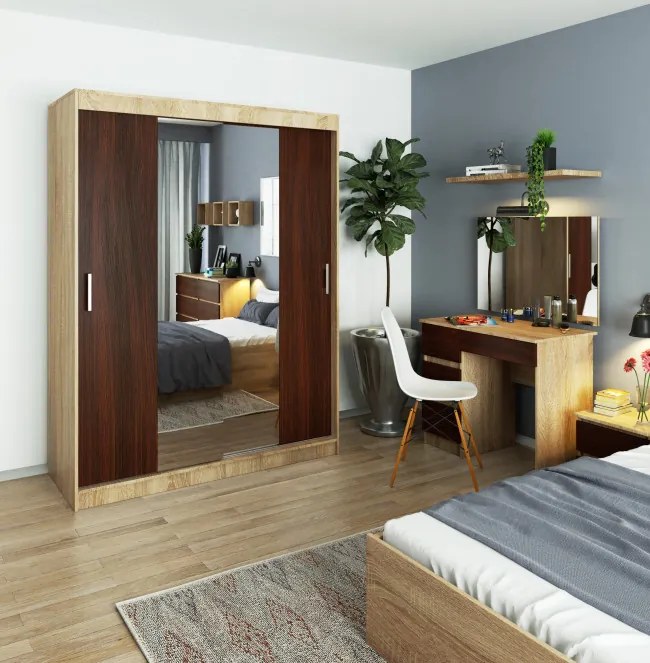 Šatníková skriňa s posuvnými dverami 150 cm CLP sonoma / wenge