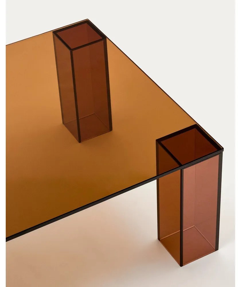 Hnedý sklenený konferenčný stolík 60x140 cm Adularia – Kave Home