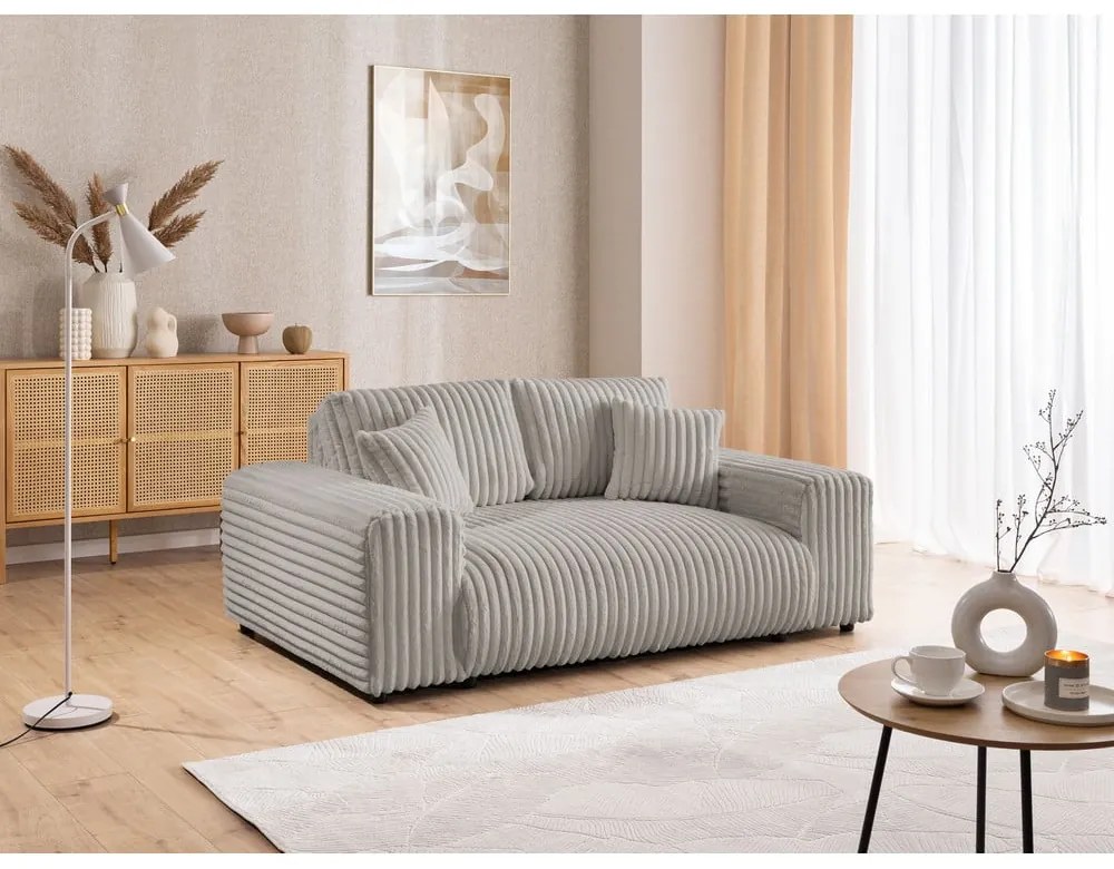 Svetlosivá menčestrová pohovka 178 cm Justin – Ropez