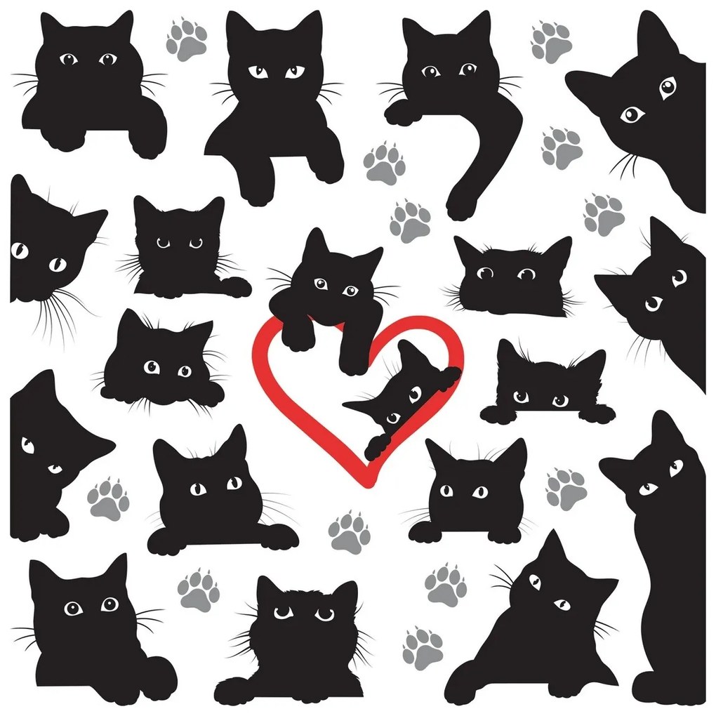 Samolepiaca dekorácia Cats, 30 x 30 cm