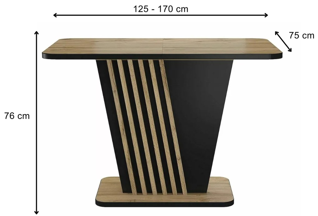 Rozkladací jedálenský stôl Nevio 125/170 cm dub artisan/čierny