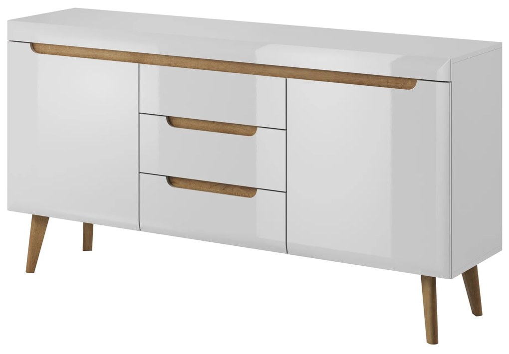 Komoda Nordi 160 cm so zásuvkami biela/dub Riviéra